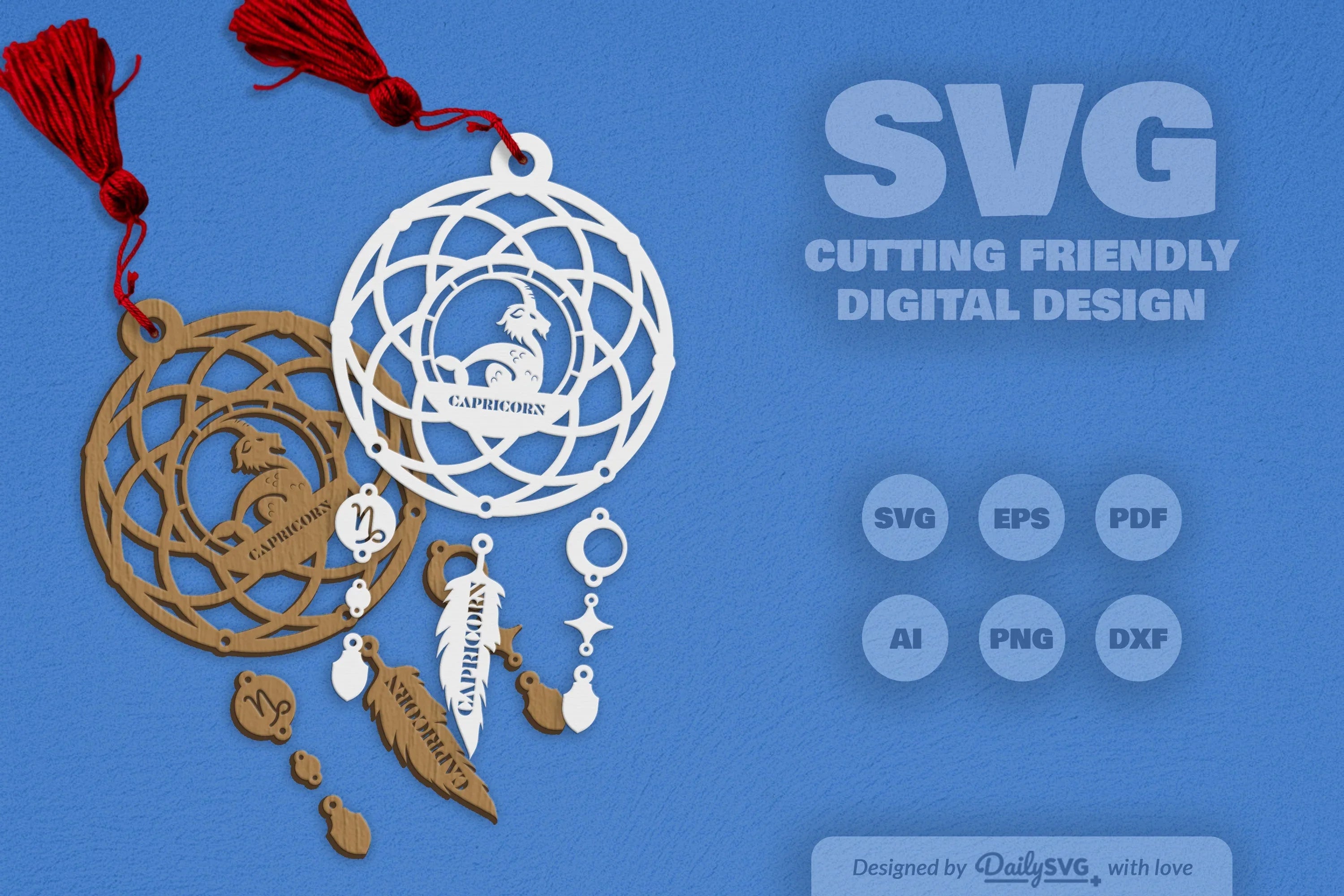 Capricorn Dream Catcher Laser Cut Clipart Set