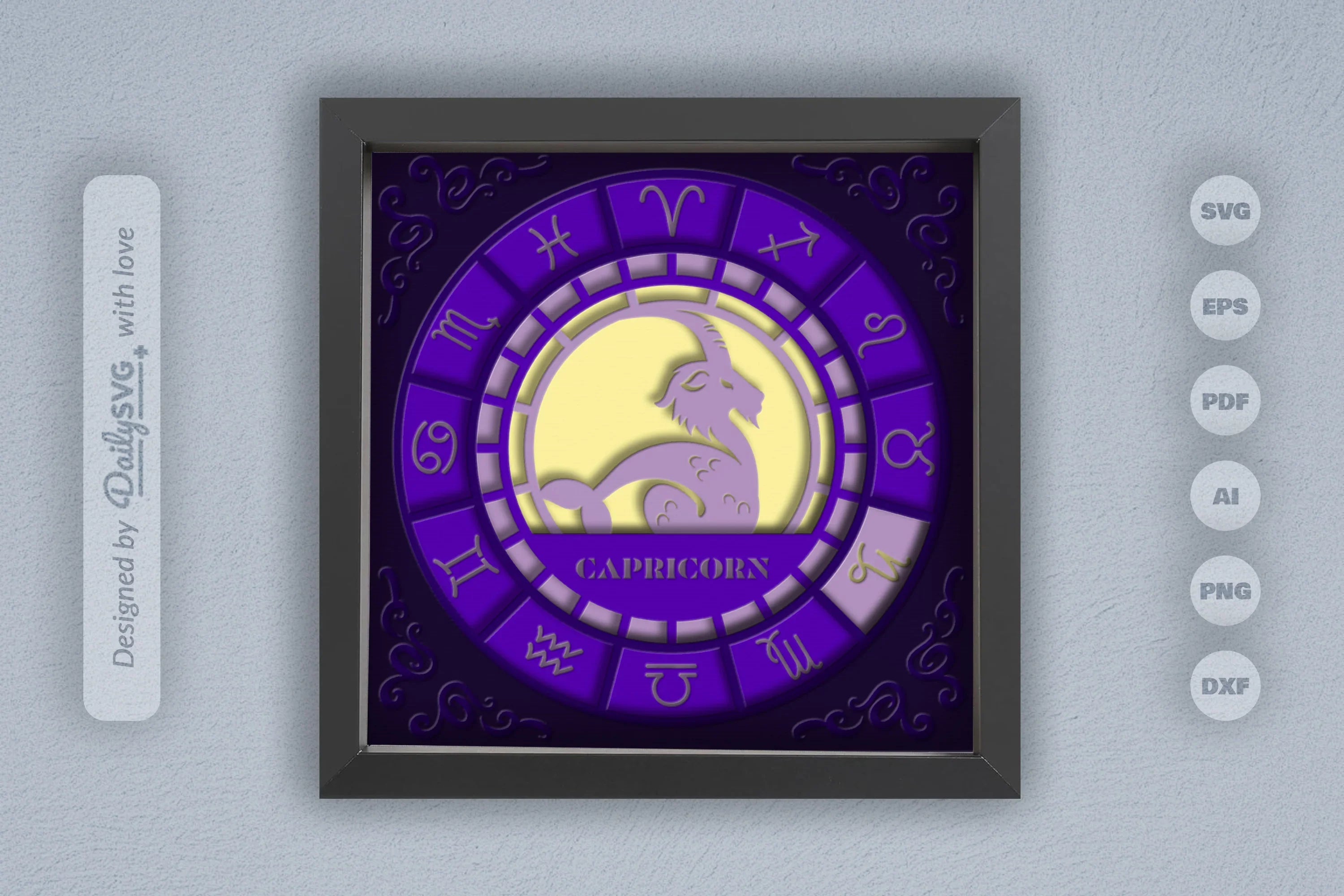 Capricorn Zodiac 3D Shadow Box Papercut SVG Bundle - CraftNest - Digital Crafting and Art