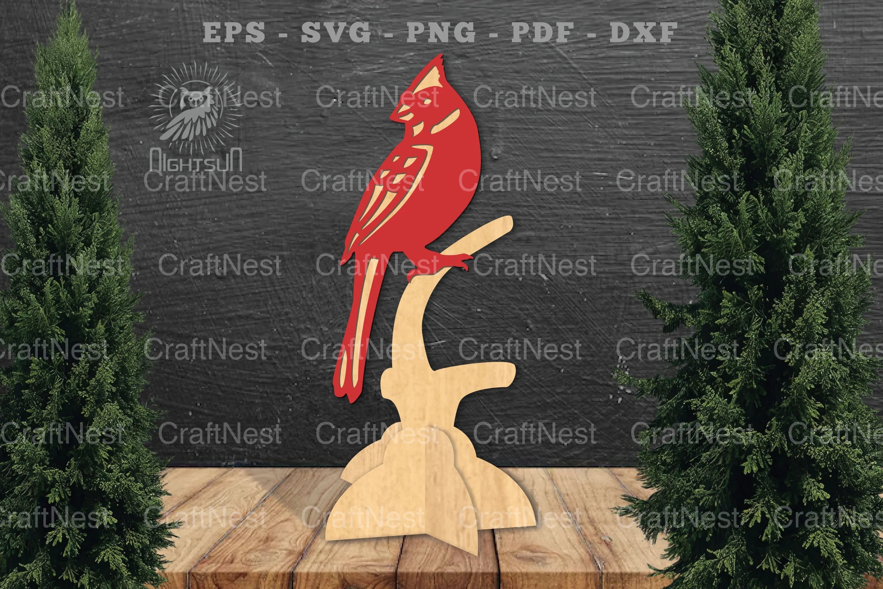 Cardinal Bird Laser Cut Home Decor SVG Bundle - CraftNest - Digital Crafting and Art