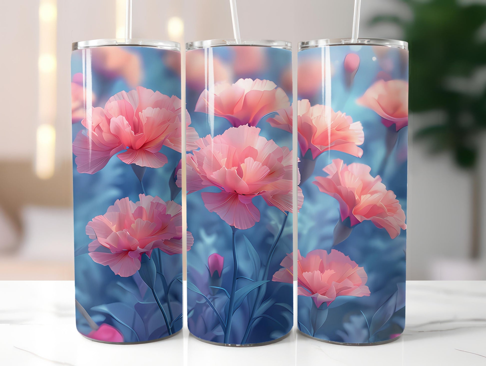 Carnations Flowers Tumbler Wrap - CraftNest - Digital Crafting and Art
