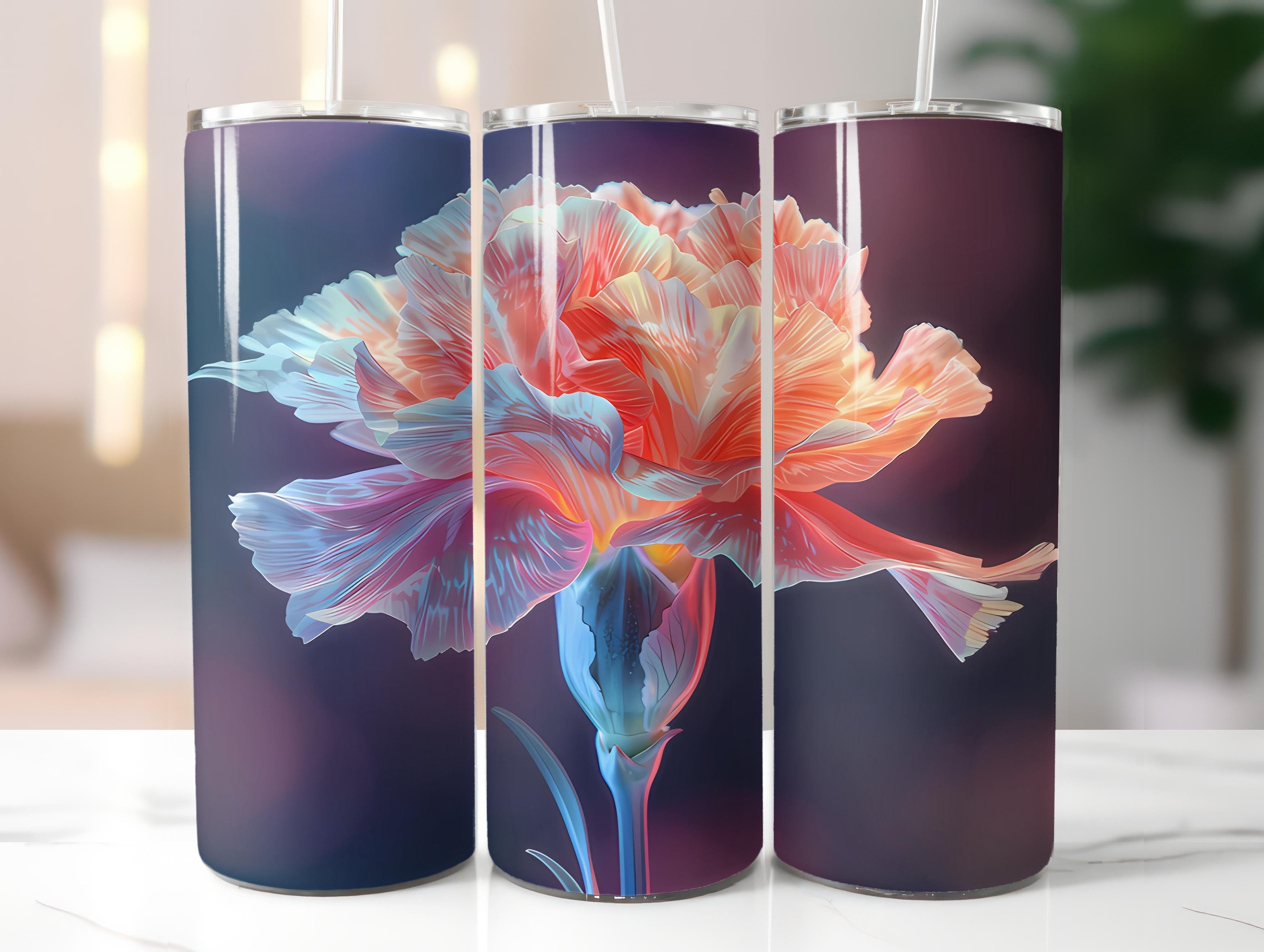 Carnations Flowers Tumbler Wrap - CraftNest - Digital Crafting and Art