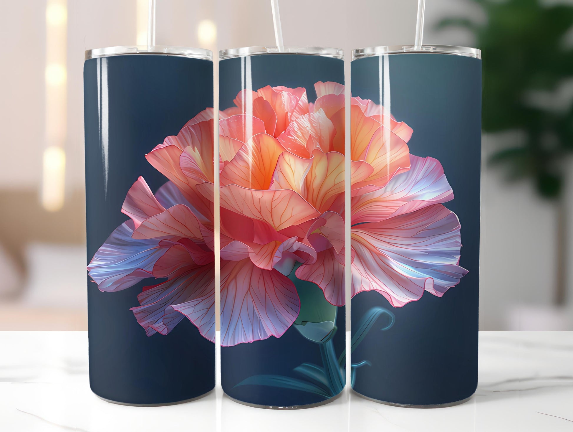 Carnations Flowers Tumbler Wrap - CraftNest - Digital Crafting and Art