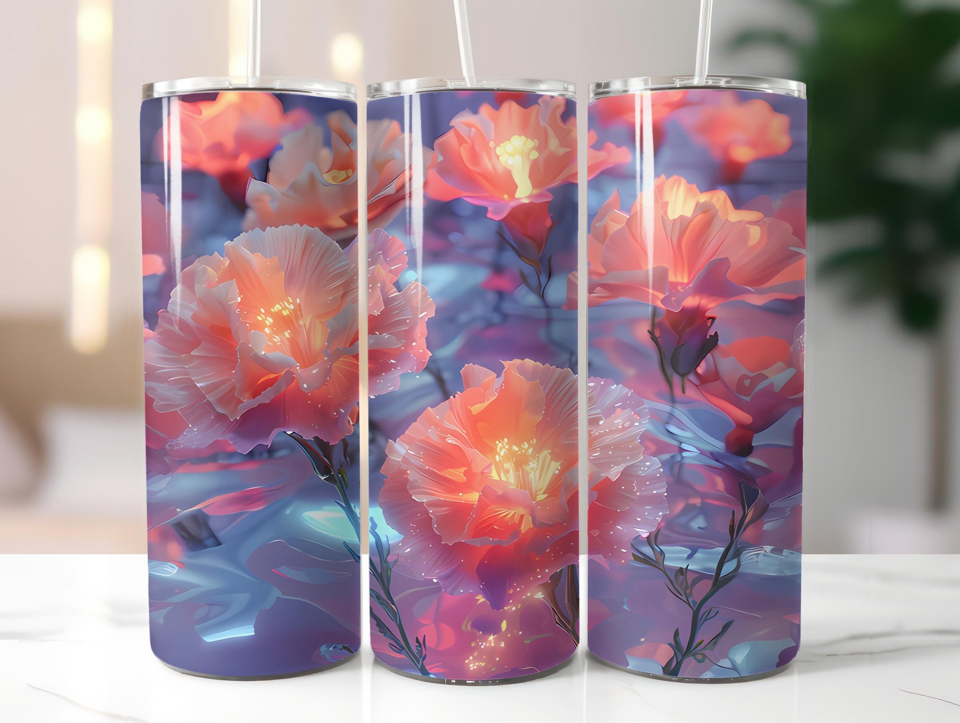 Carnations Flowers Tumbler Wrap - CraftNest - Digital Crafting and Art