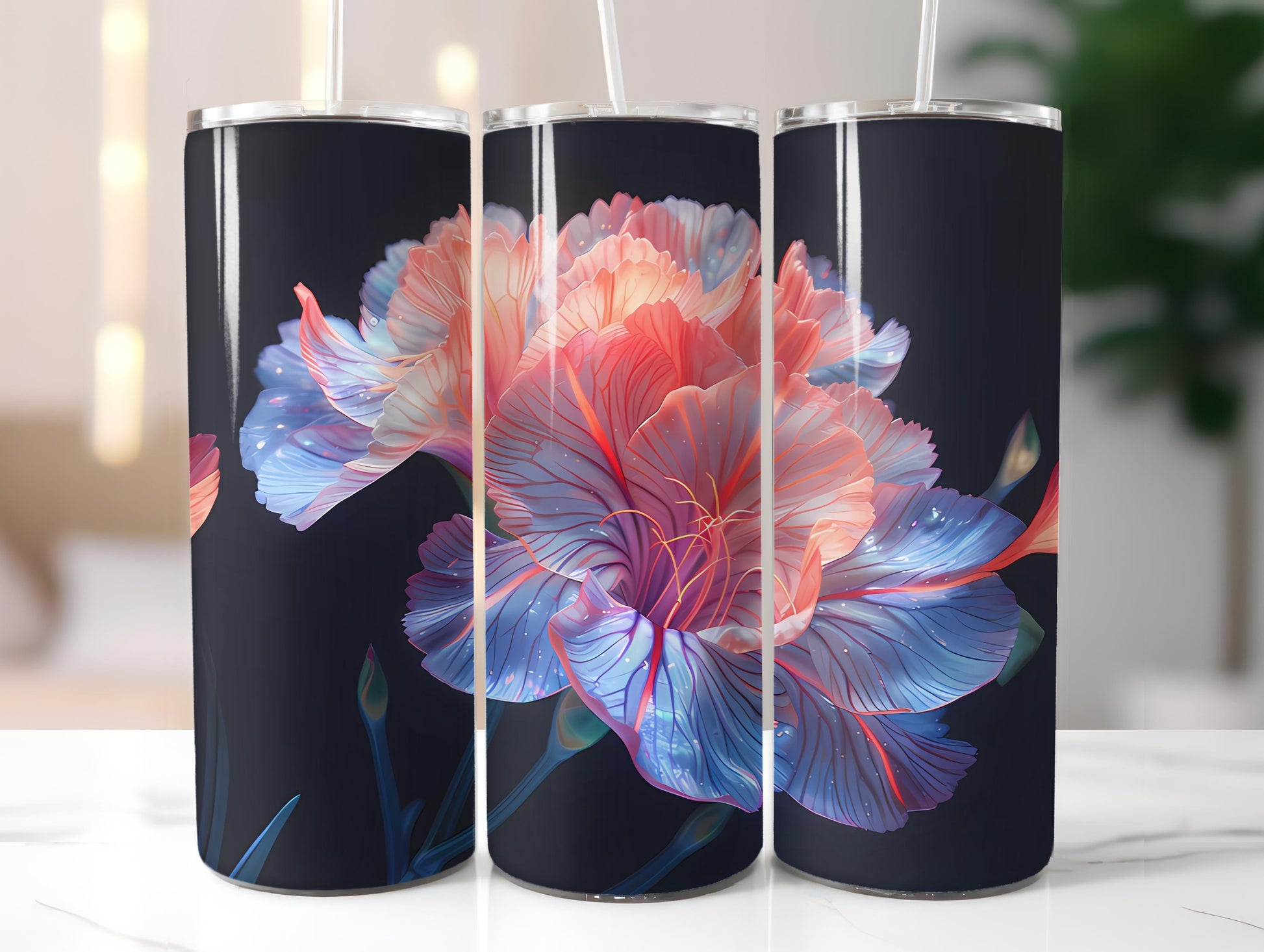 Carnations Flowers Tumbler Wrap - CraftNest - Digital Crafting and Art