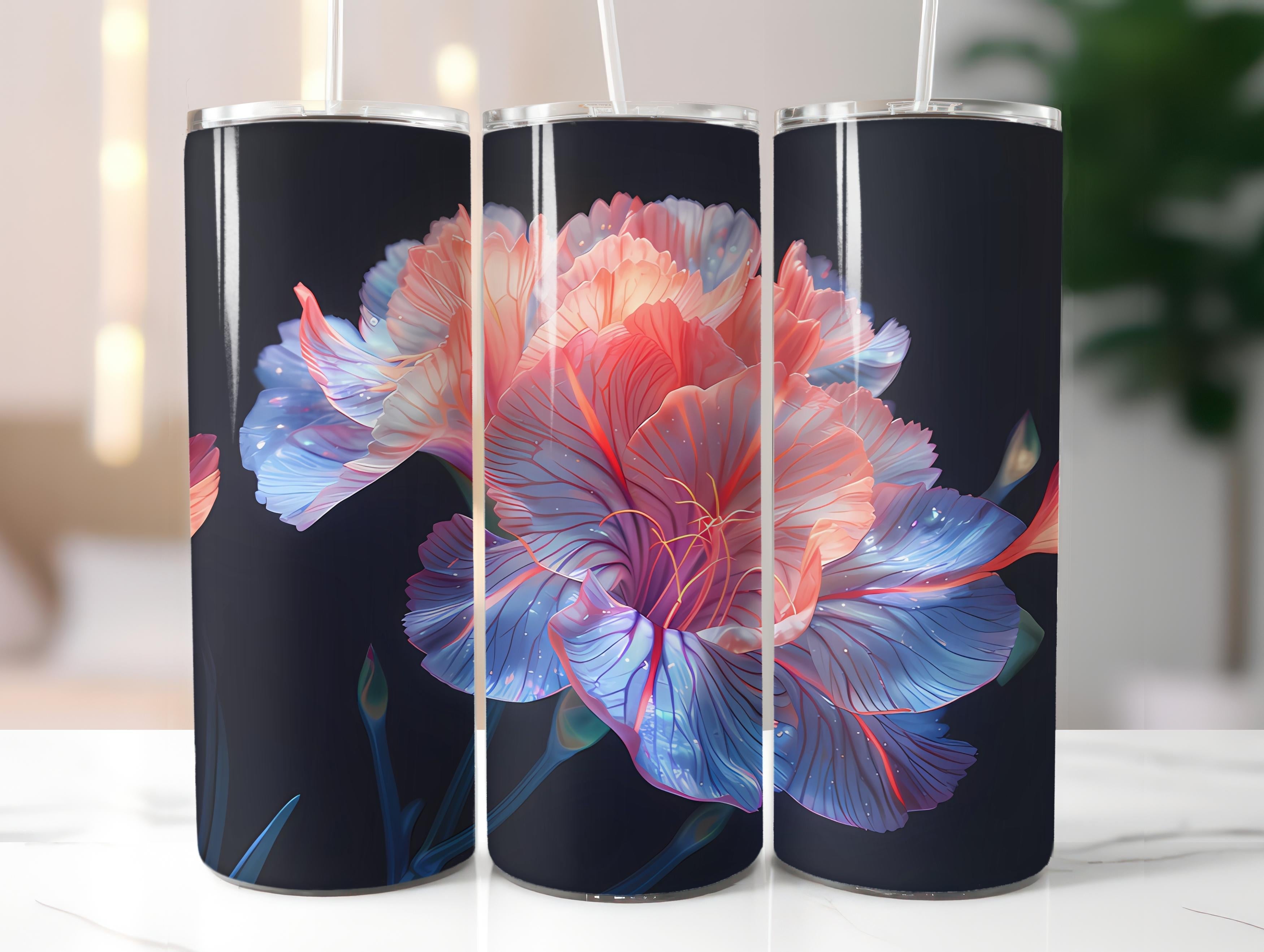 Carnations Flowers Tumbler Wrap - CraftNest - Digital Crafting and Art