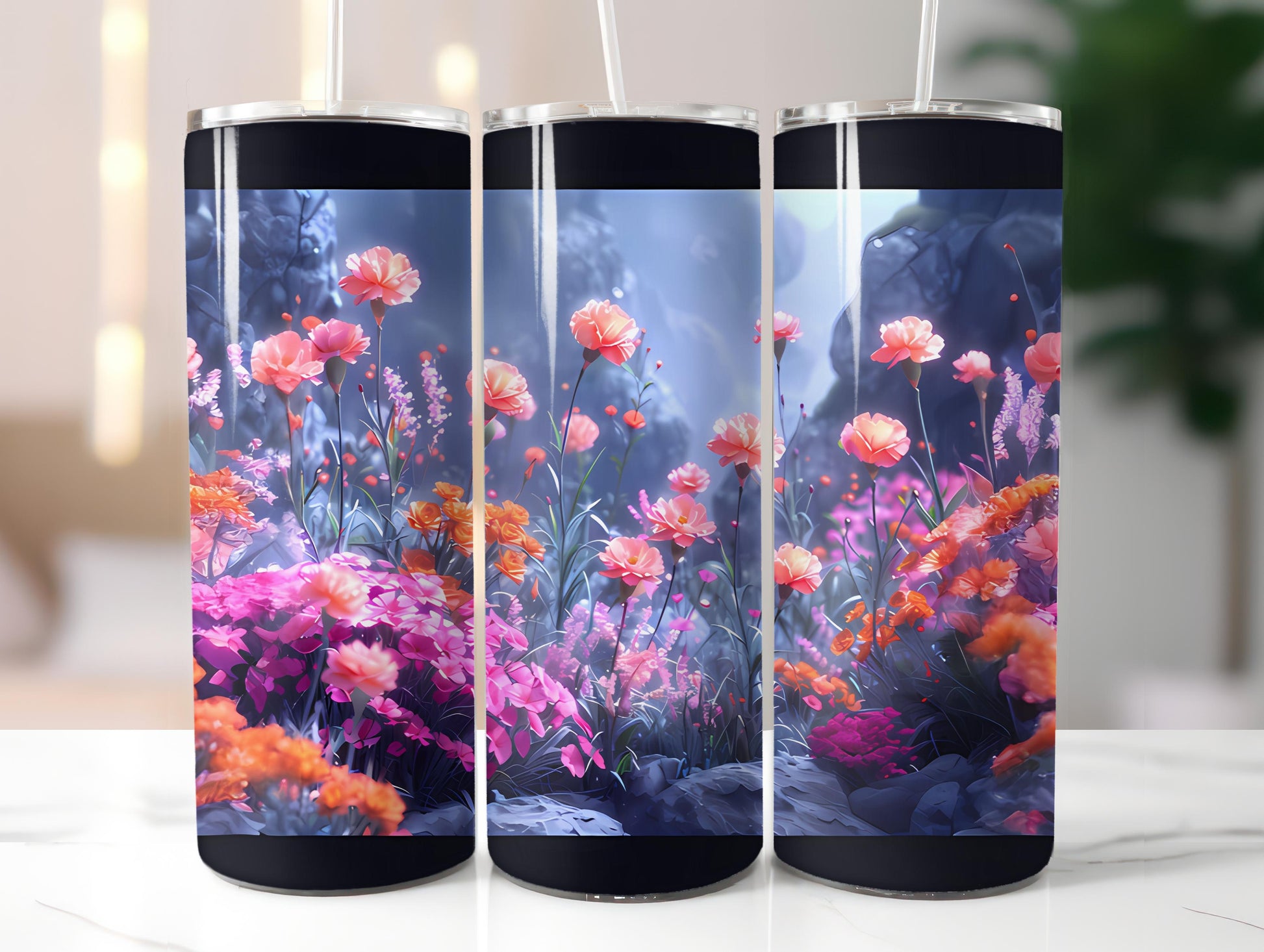 Carnations Flowers Tumbler Wrap - CraftNest - Digital Crafting and Art