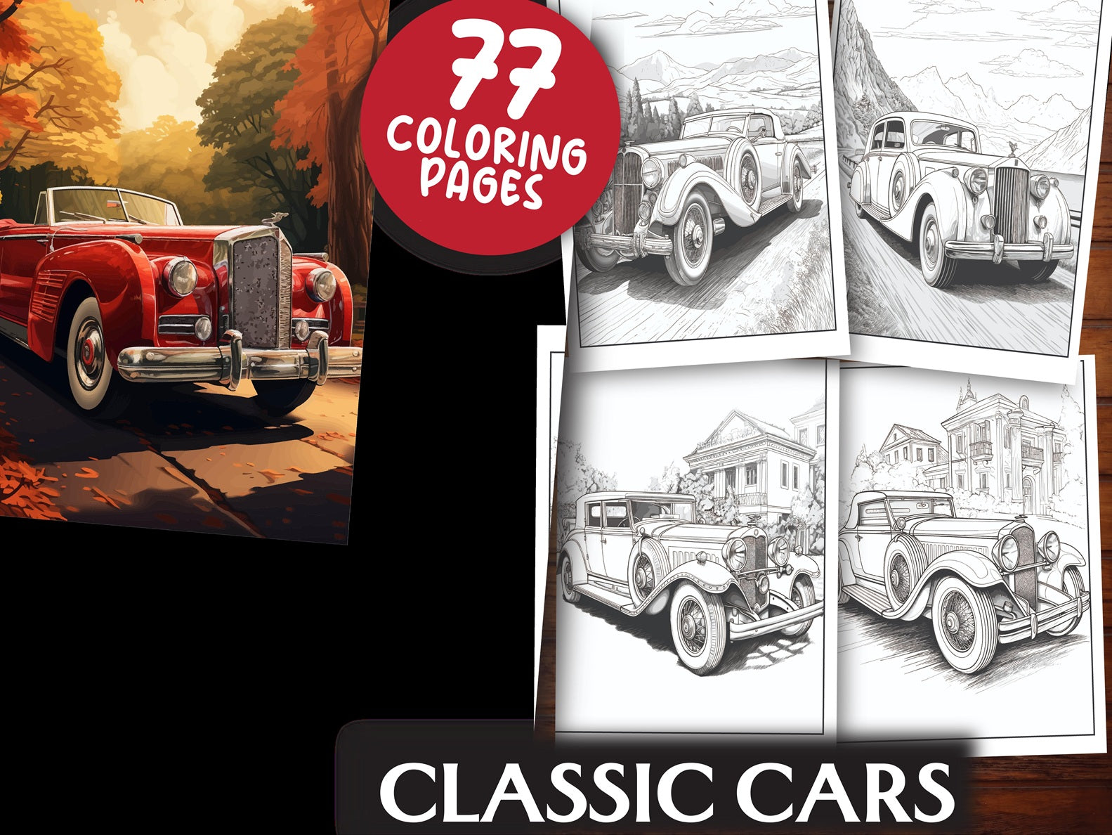 Classic Cars Coloring Book