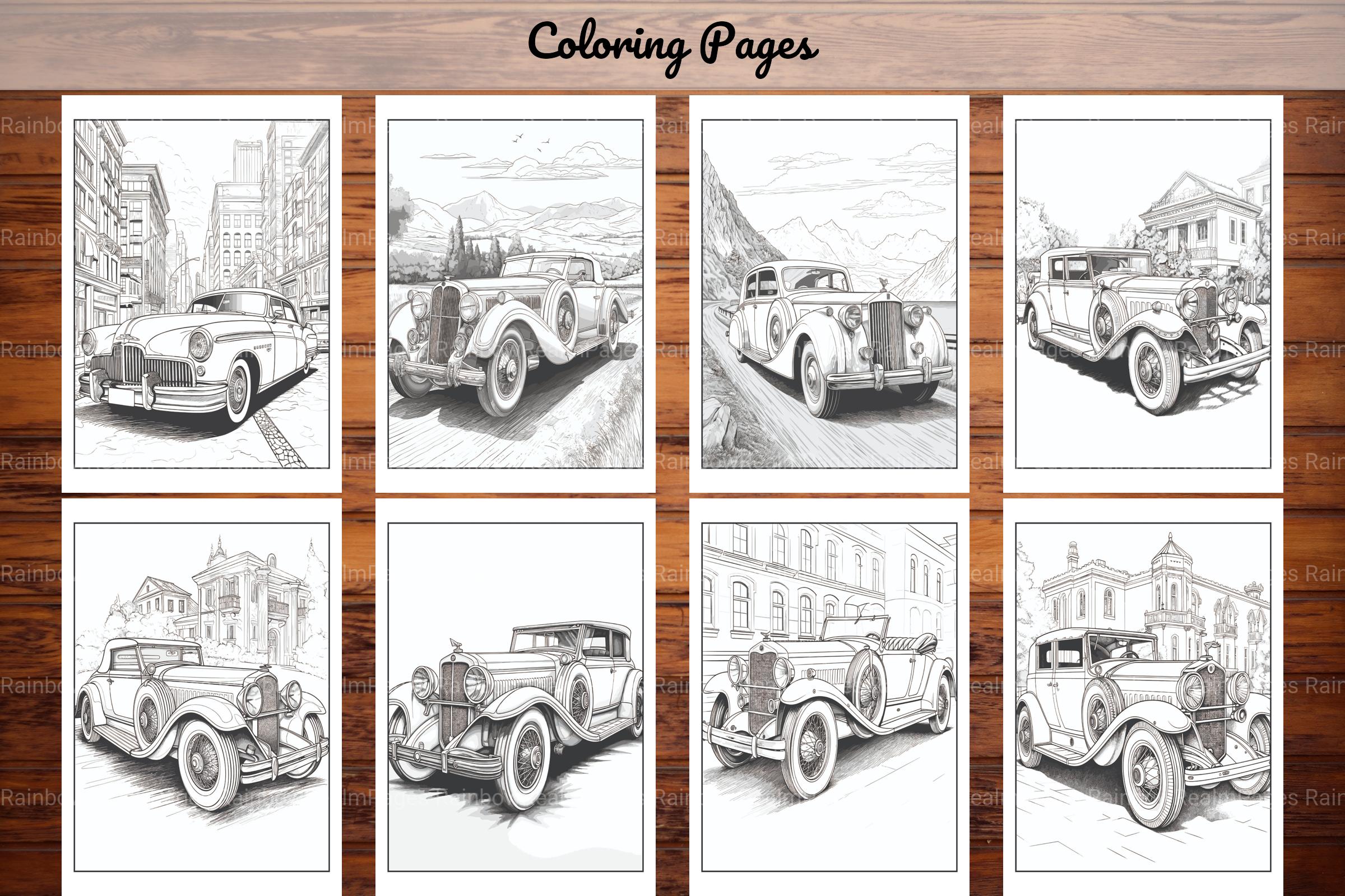 Classic Cars Coloring Book