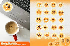 Cartoon Flower Faces Smiling Characters Clipart Bundle - CraftNest - Digital Crafting and Art