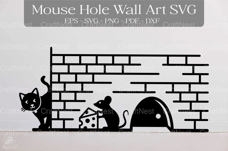 Cat and Mouse Hole Wall Art Clipart Bundle - CraftNest - Digital Crafting and Art
