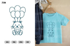 Cat Flying With Balloons Birthday Clipart Bundle - CraftNest - Digital Crafting and Art