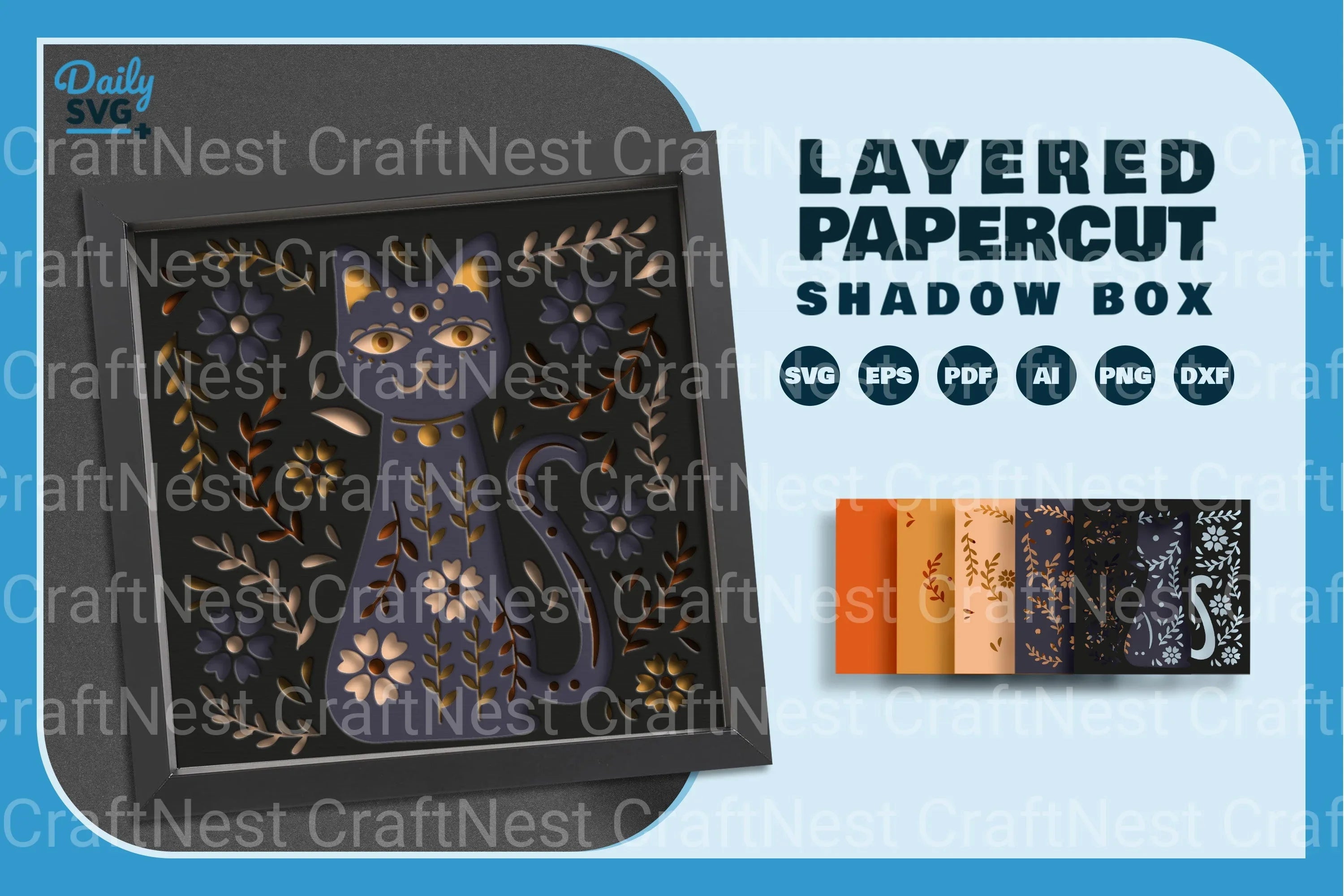 Cat Folk Art Papercut SVG Bundle