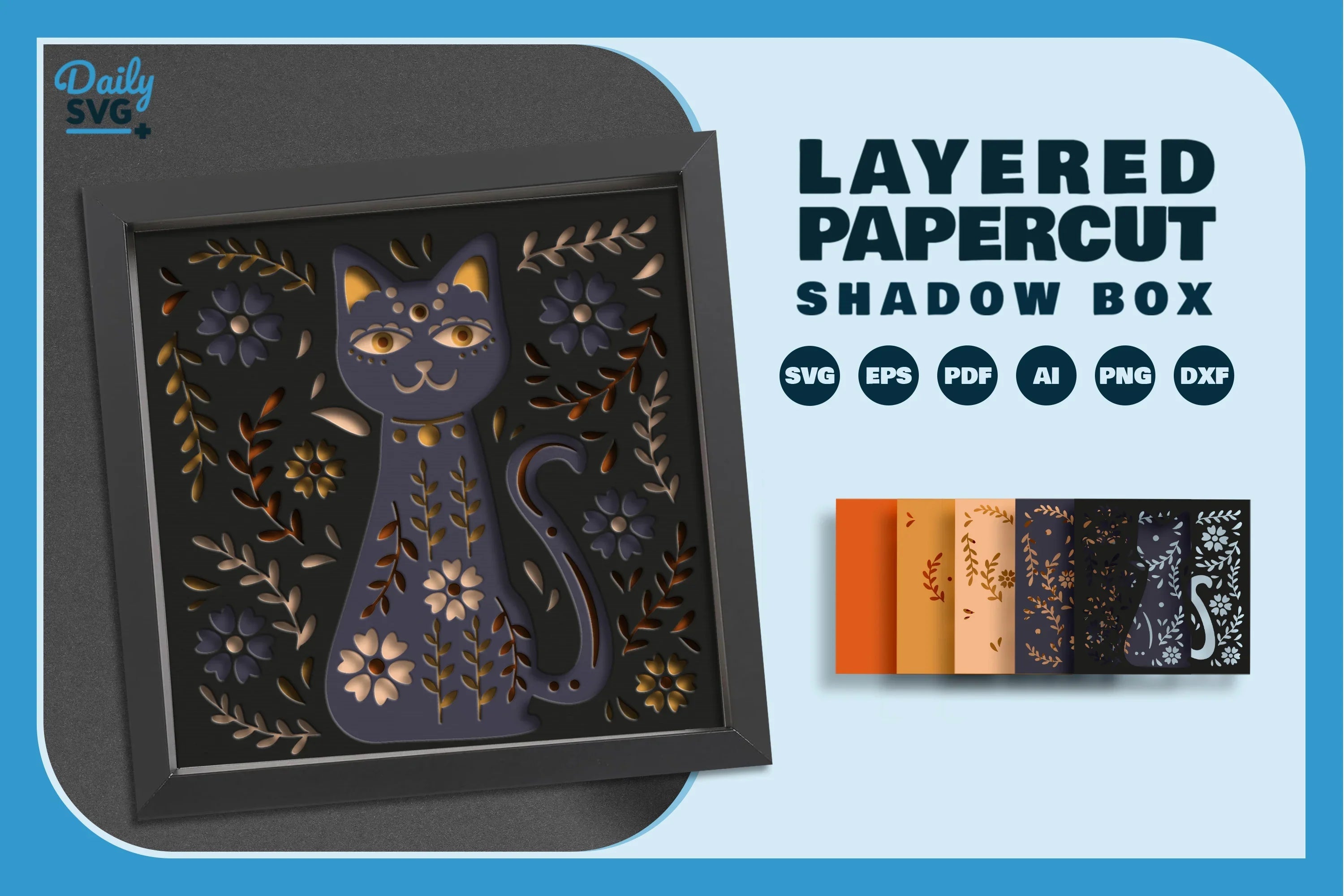 Cat Folk Art Papercut SVG Bundle - CraftNest - Digital Crafting and Art