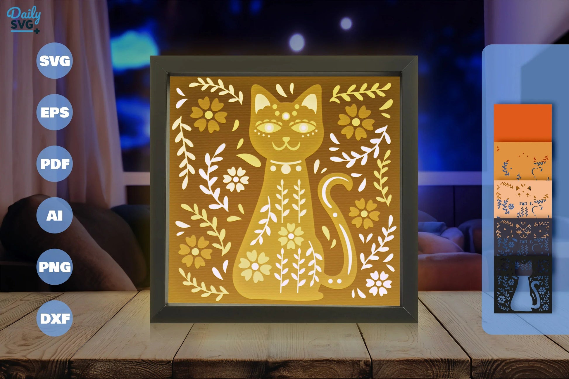 Cat Folk Art Papercut SVG Bundle - CraftNest - Digital Crafting and Art