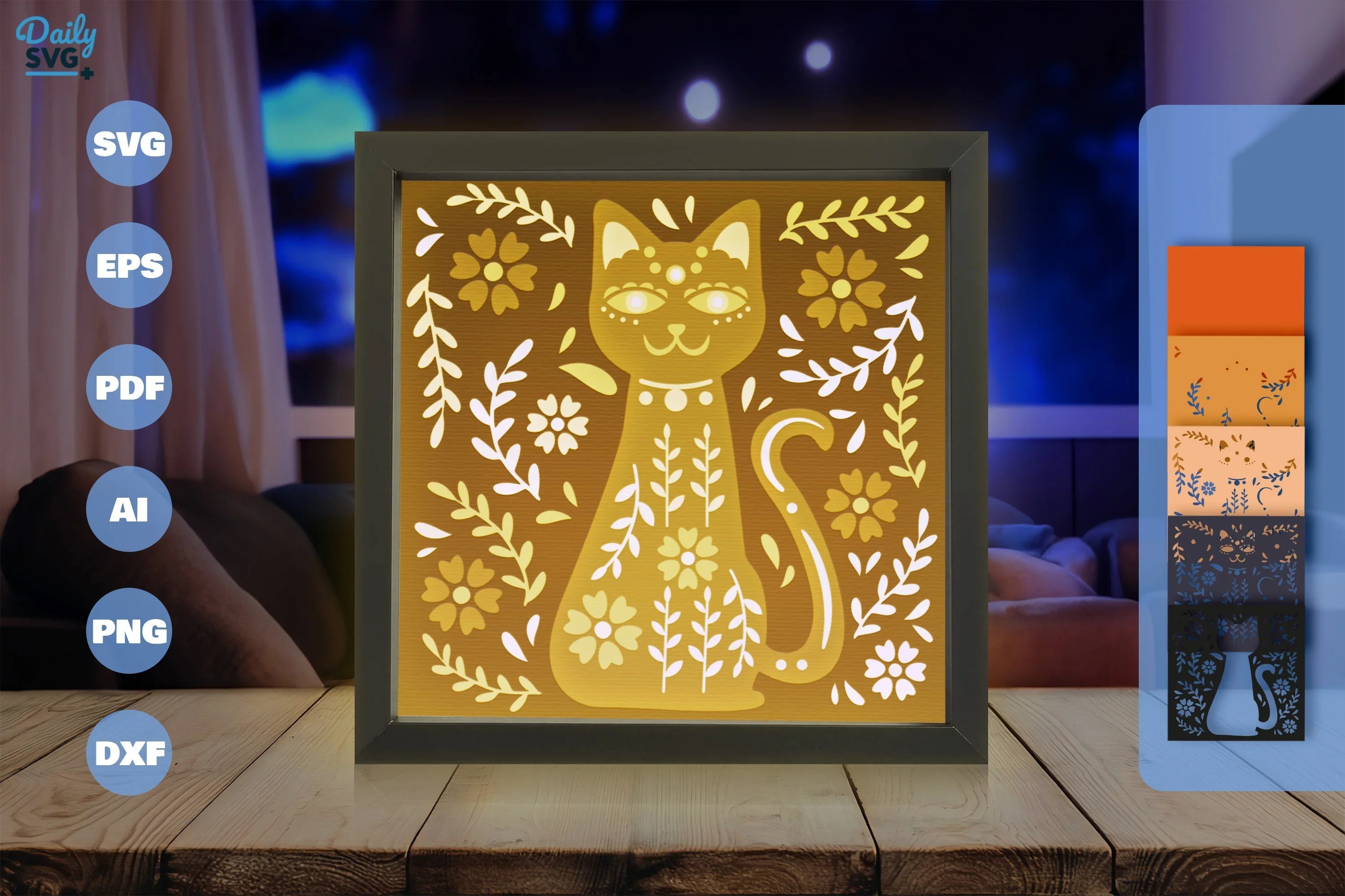 Cat Folk Art Papercut SVG Bundle - CraftNest - Digital Crafting and Art
