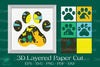Cat Footprint 3D Layered Papercut Clipart Bundle
