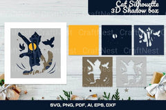 Cat Silhouette 3D Shadow Box Layered Papercut Bundle - CraftNest - Digital Crafting and Art