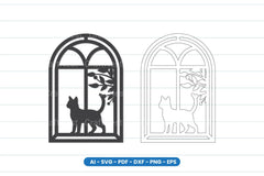Cat Window Scene Laser Cut SVG Bundle - CraftNest - Digital Crafting and Art