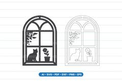 Cat Window Scene Laser Cut SVG Bundle - CraftNest - Digital Crafting and Art