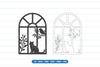 Cat and Bird Window Scene Laser Cut Clipart Bundle