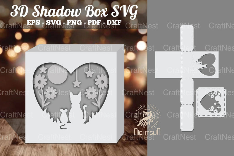Cat and Mouse 3D Papercut Shadow Box Clipart Bundle - CraftNest - Digital Crafting and Art
