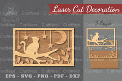Cat in The Tree Laser Cut Home Decor Clipart Bundle - CraftNest - Digital Crafting and Art
