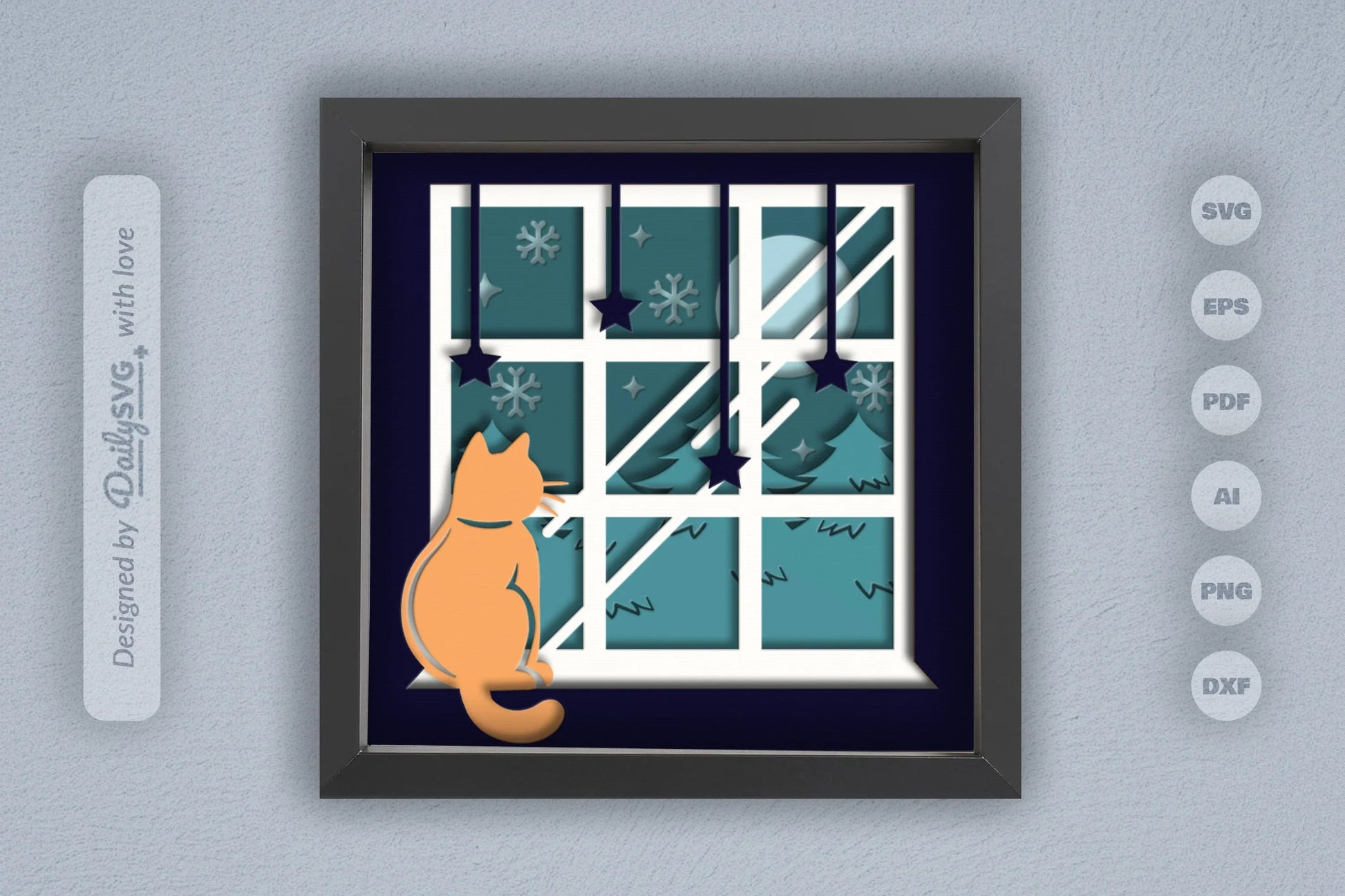 Winter Cat on Window Papercut SVG Bundle - CraftNest - Digital Crafting and Art