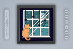 Winter Cat on Window Papercut SVG Bundle - CraftNest - Digital Crafting and Art