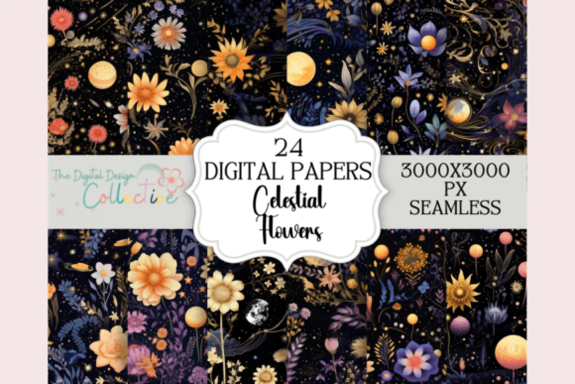 Celestial Boho Garden Floral Patterns - CraftNest - Digital Crafting and Art