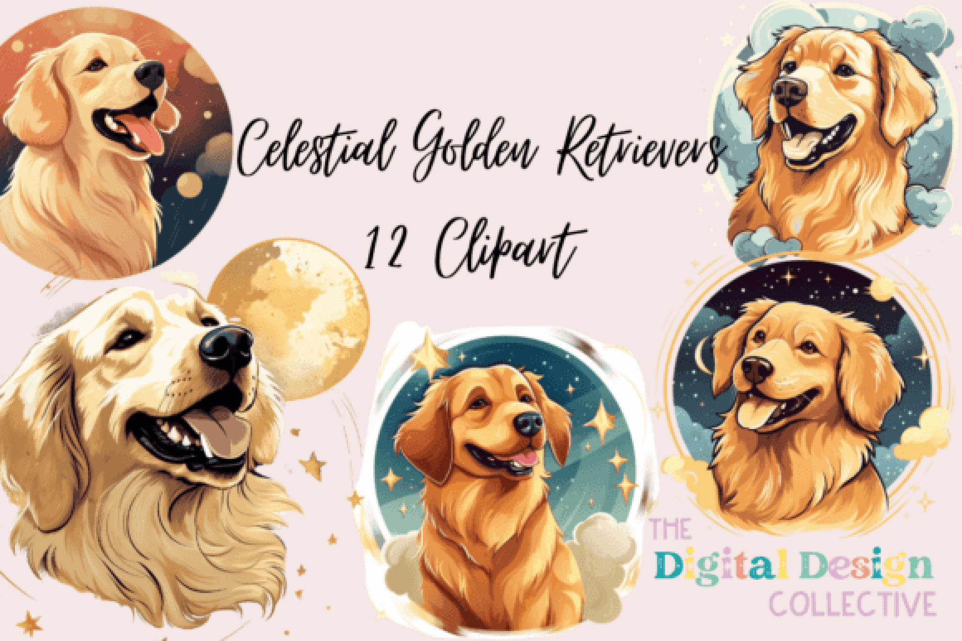 Celestial Golden Retriever Clipart Bundle - CraftNest - Digital Crafting and Art