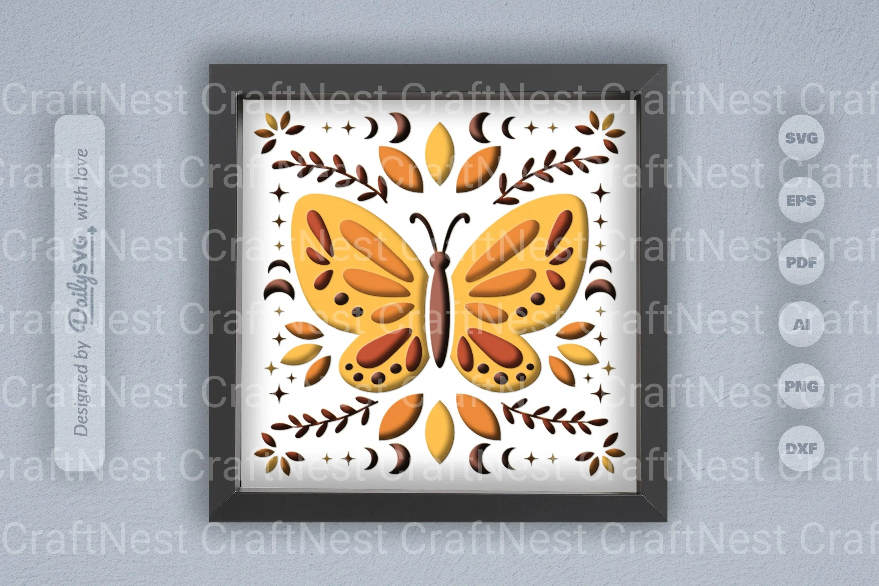 Celestial Butterfly Folk Art Papercut SVG Bundle