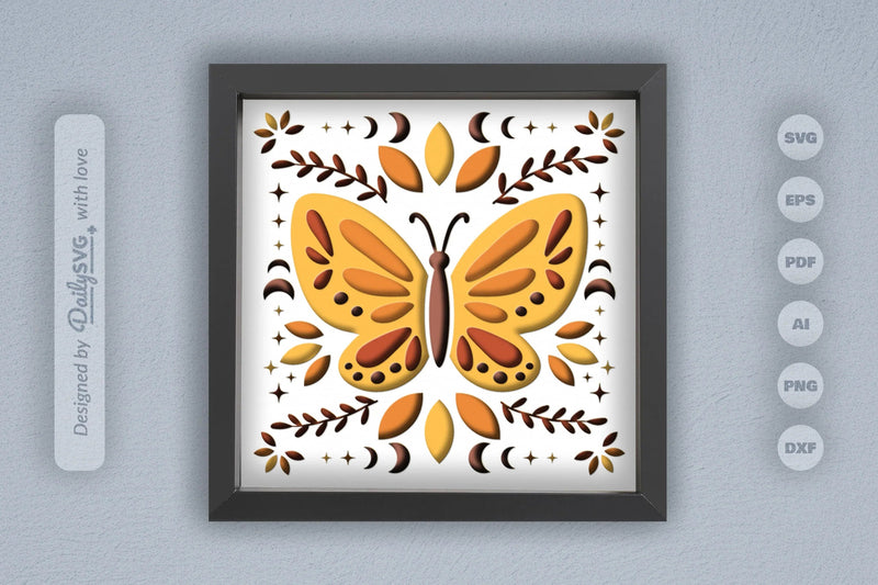 Celestial Butterfly Folk Art Papercut SVG Bundle - CraftNest - Digital Crafting and Art