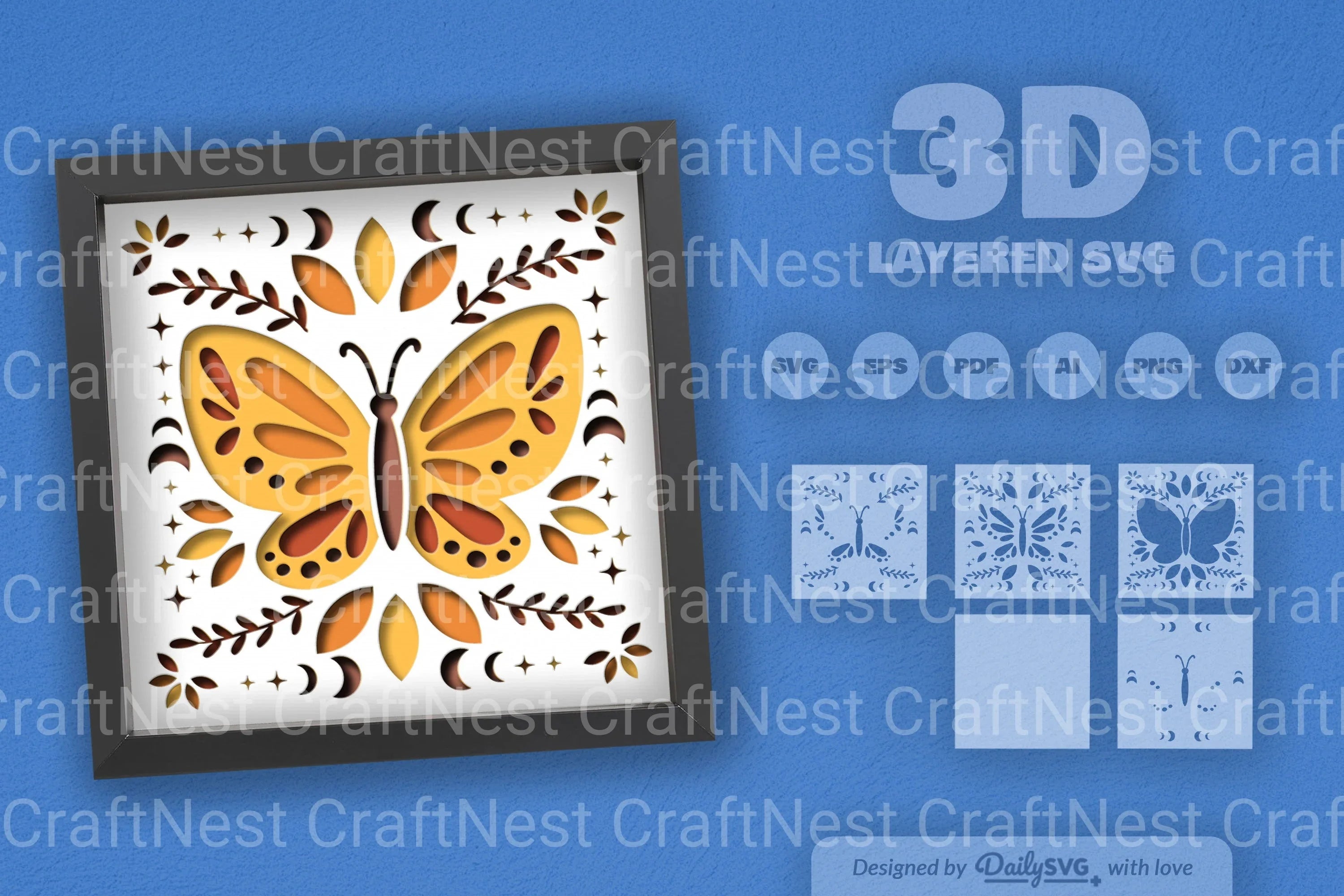 Celestial Butterfly Folk Art Papercut SVG Bundle