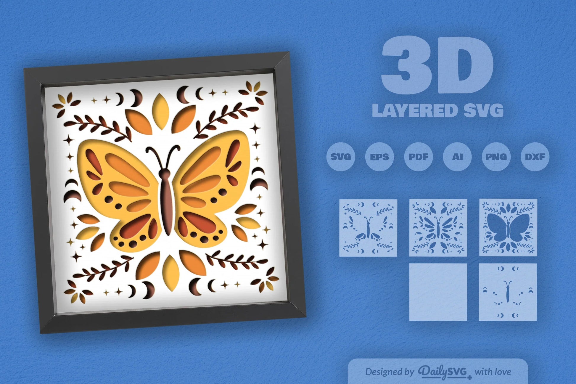 Celestial Butterfly Folk Art Papercut SVG Bundle - CraftNest - Digital Crafting and Art