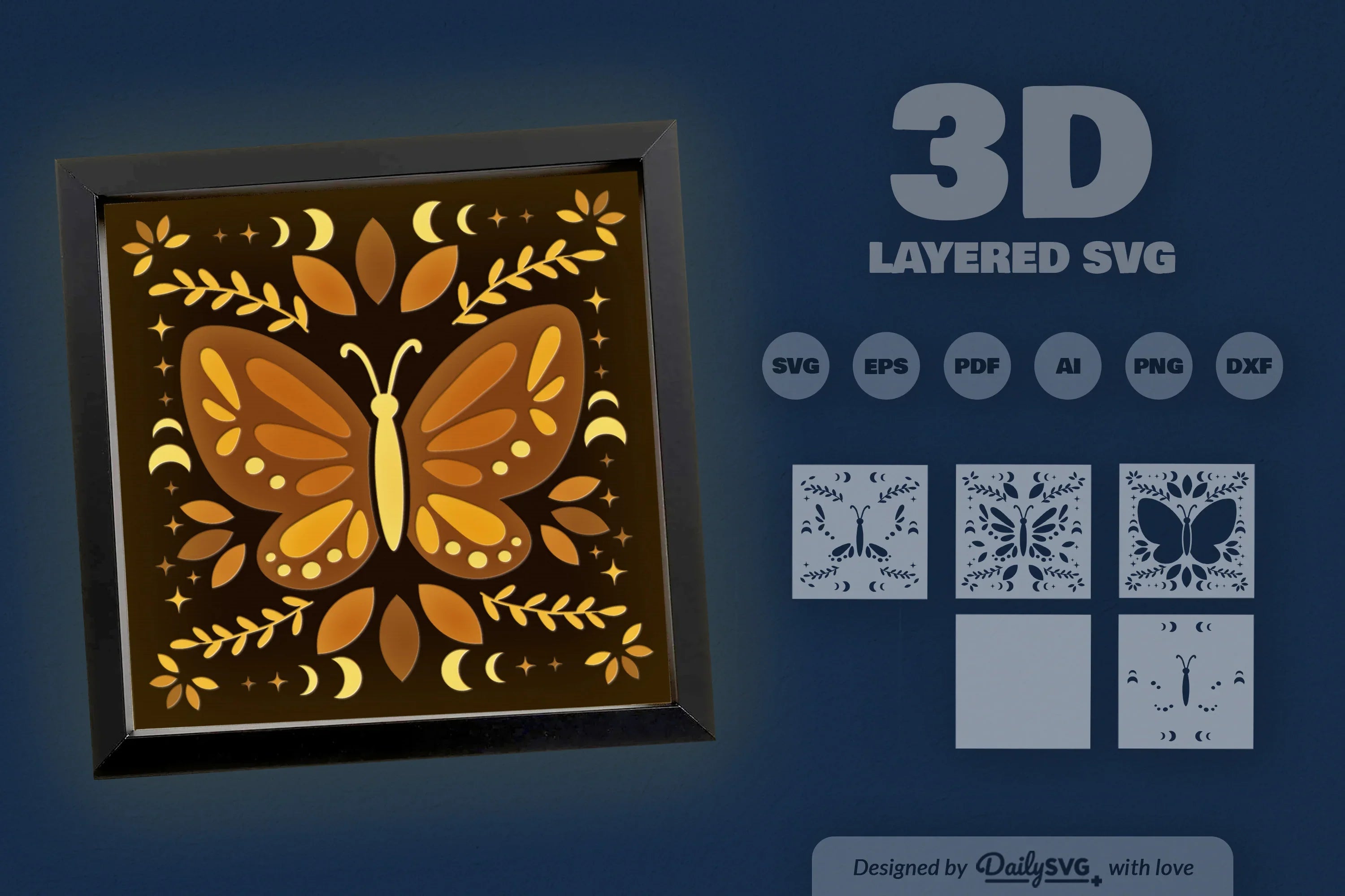 Celestial Butterfly Folk Art Papercut SVG Bundle - CraftNest - Digital Crafting and Art