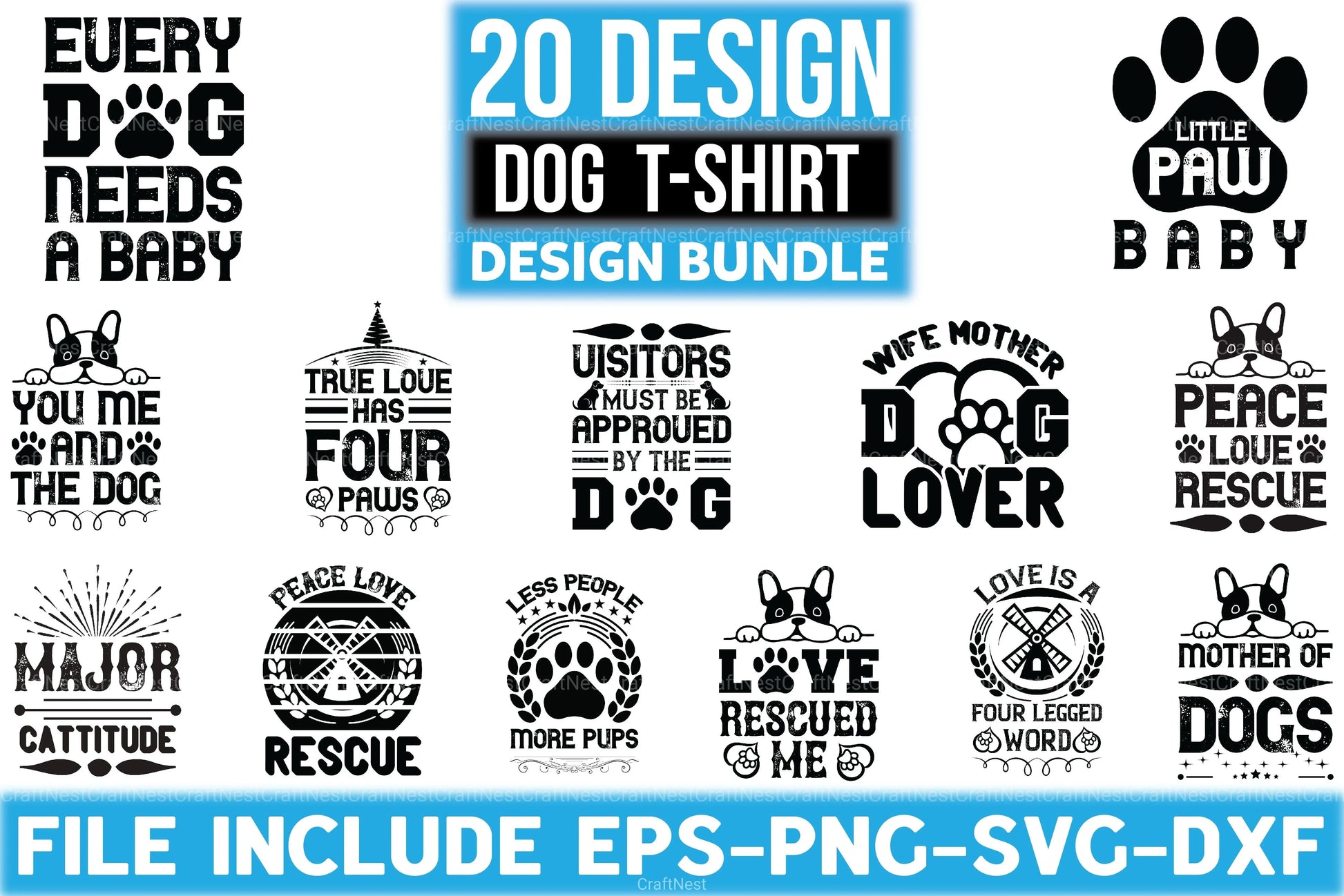Dogs T Shirt Design 20 Bundle - CraftNest - Digital Crafting and Art