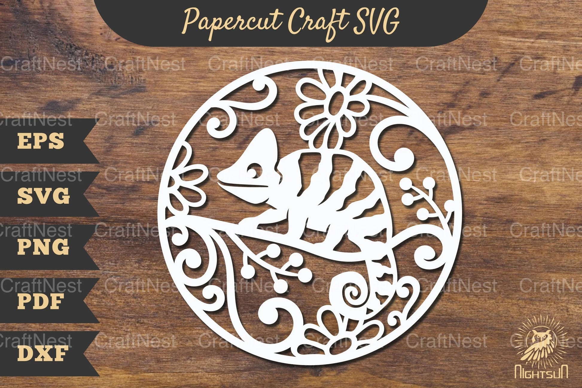 Chameleon Papercut Craft SVG Bundle - CraftNest - Digital Crafting and Art