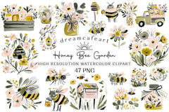 Charming Honey Bee Garden Clipart Bundle - CraftNest - Digital Crafting and Art