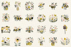 Charming Honey Bee Garden Clipart Bundle - CraftNest - Digital Crafting and Art