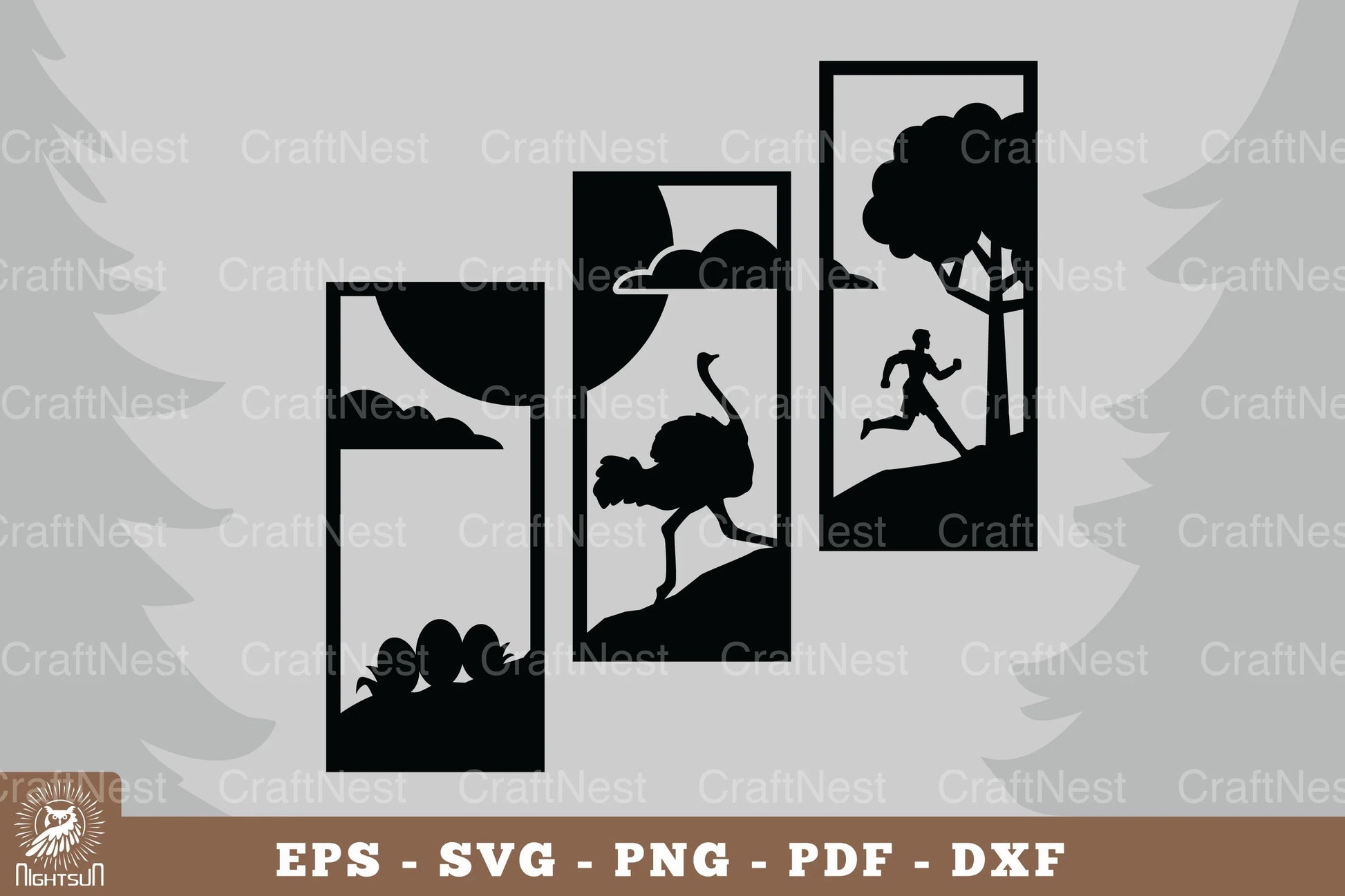 Chased by an Ostrich Home Decor Clipart Bundle - CraftNest - Digital Crafting and Art