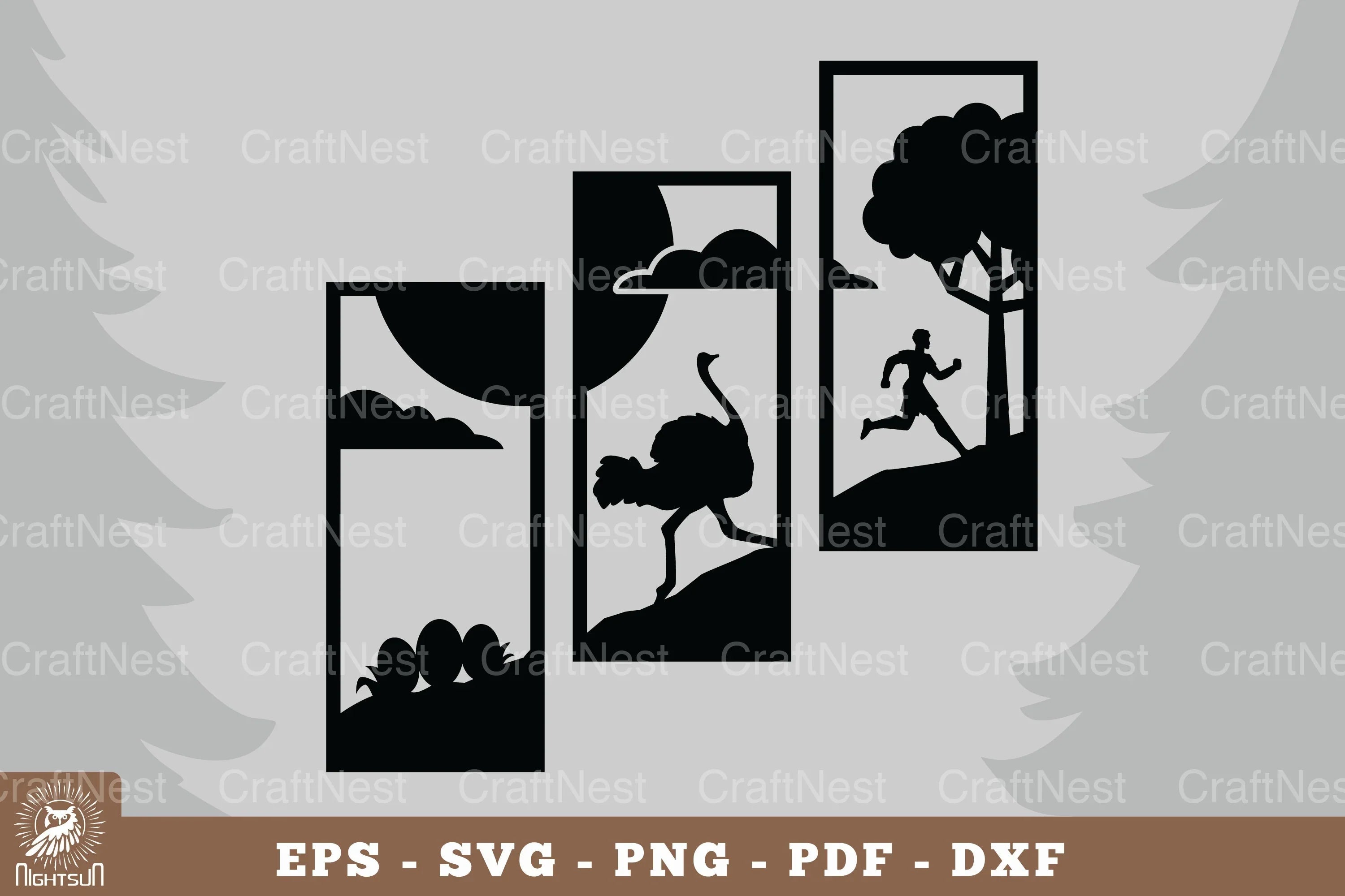 Chased by an Ostrich Home Decor Clipart Bundle - CraftNest - Digital Crafting and Art