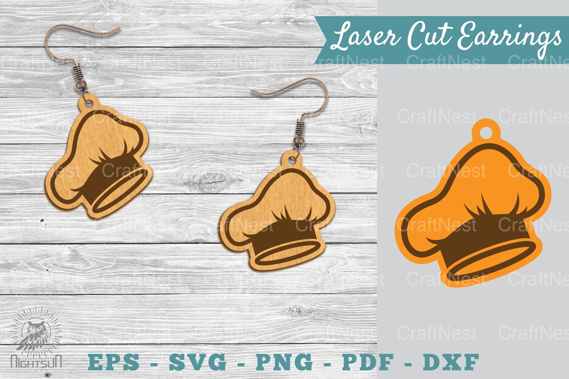 Chef Hat Laser Cut Earrings SVG Bundle - CraftNest - Digital Crafting and Art