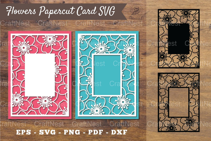 Cherry Blossom Flower Papercut Card Clipart Bundle - CraftNest - Digital Crafting and Art