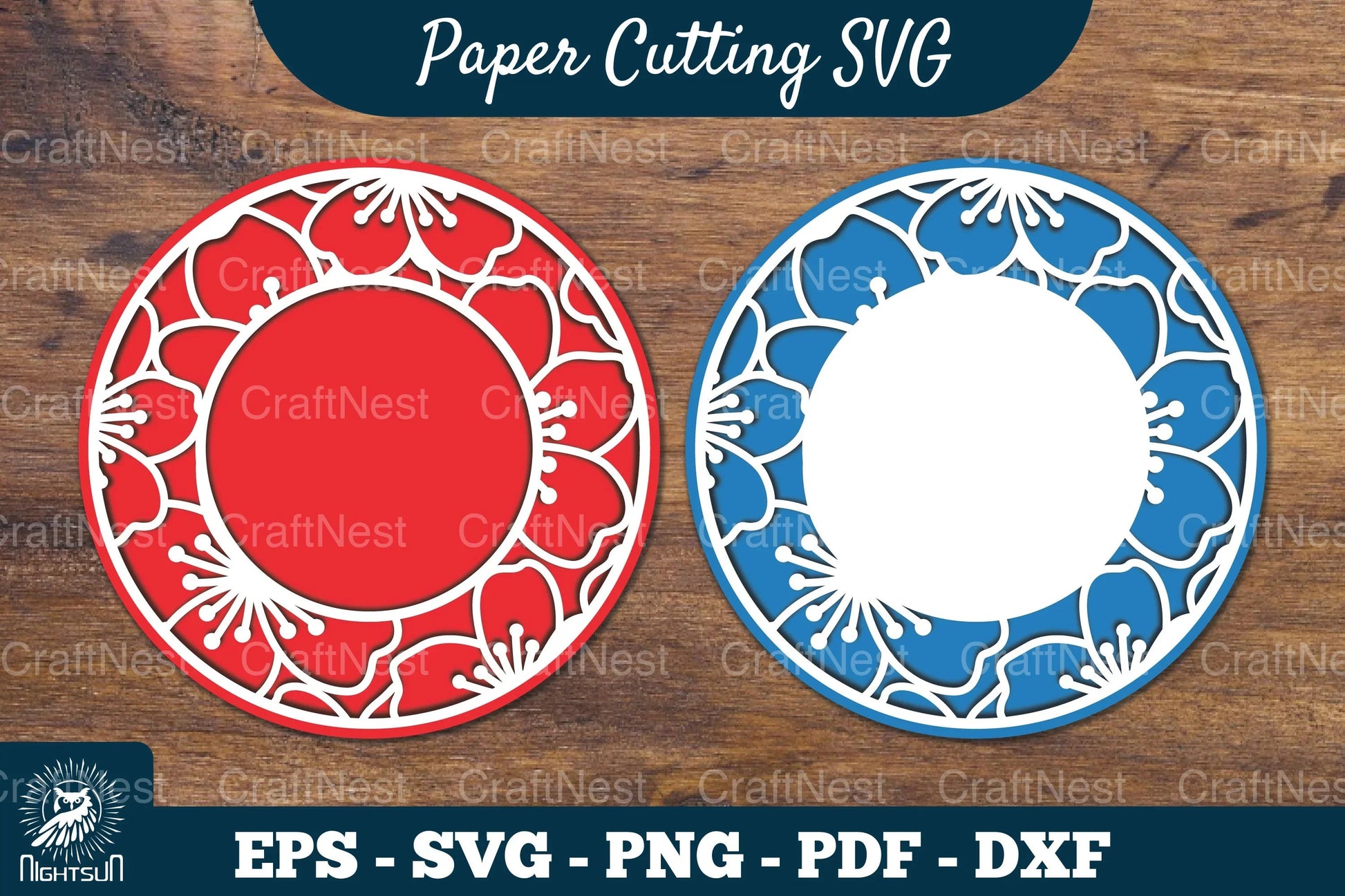 Cherry Blossom Flowers Papercut Circle Clipart Bundle - CraftNest - Digital Crafting and Art