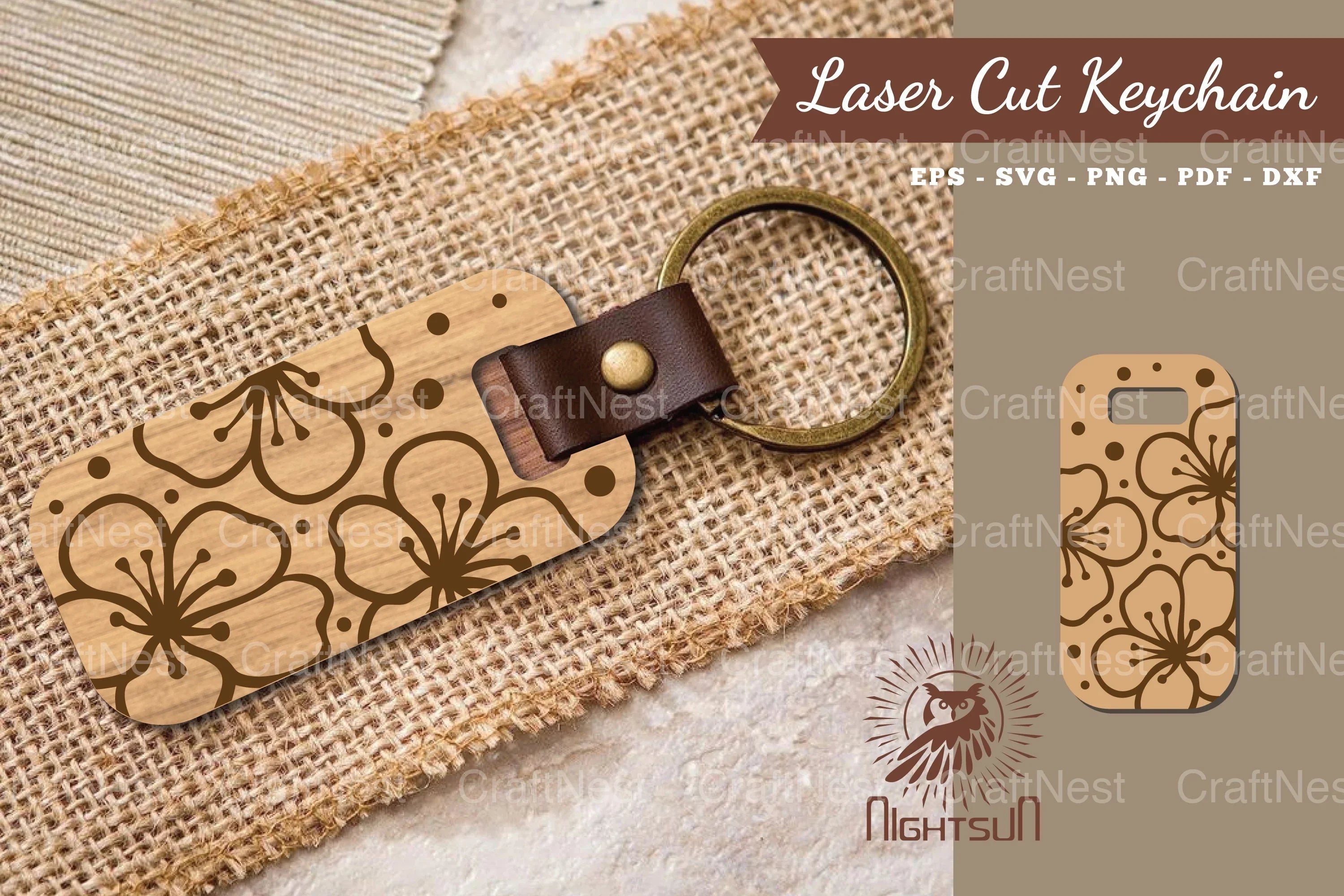 Cherry Blossom Laser Cut Keychain Design Bundle - CraftNest - Digital Crafting and Art