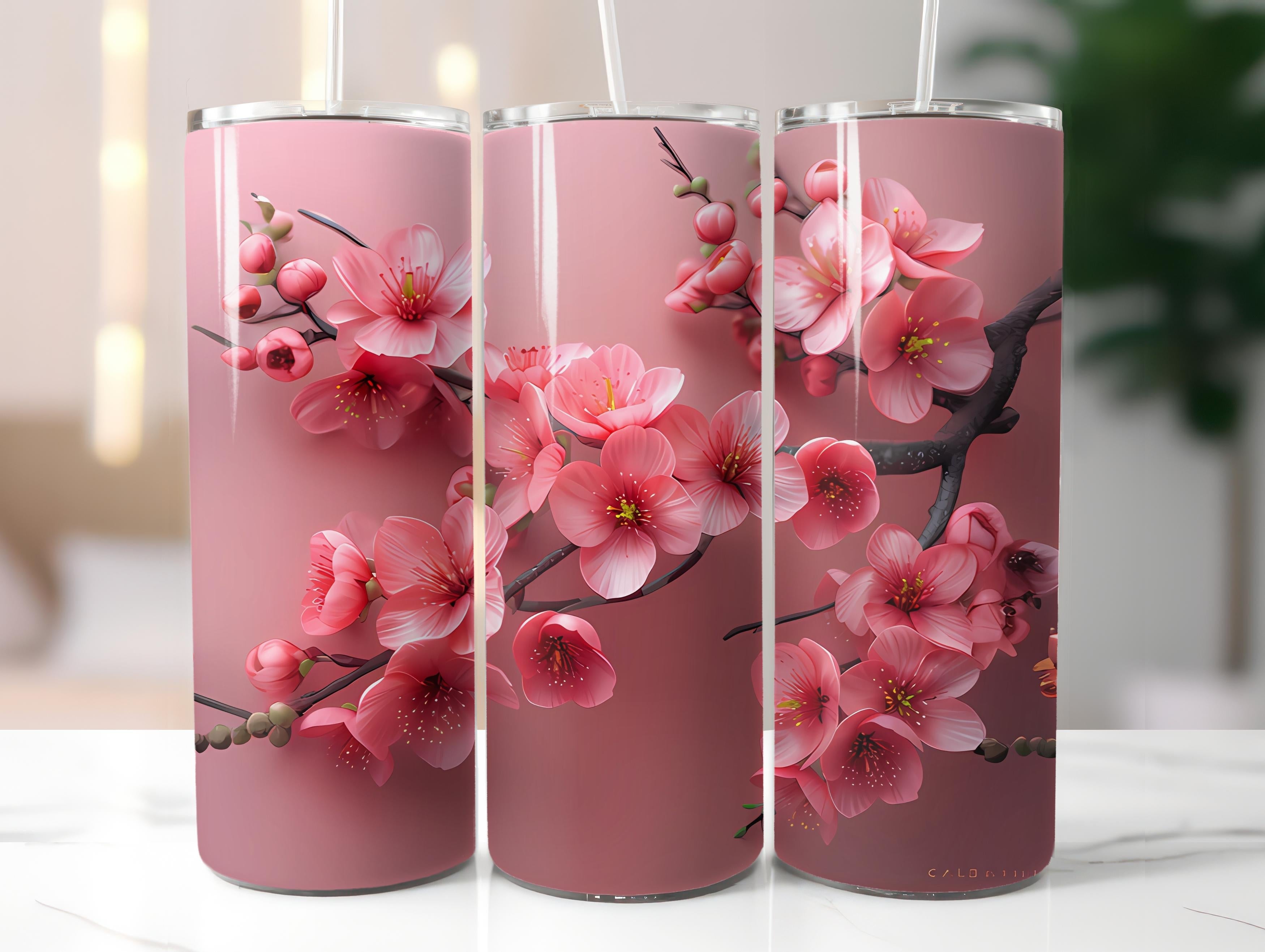 Cherry Blossoms Flowers Tumbler Wrap - CraftNest - Digital Crafting and Art