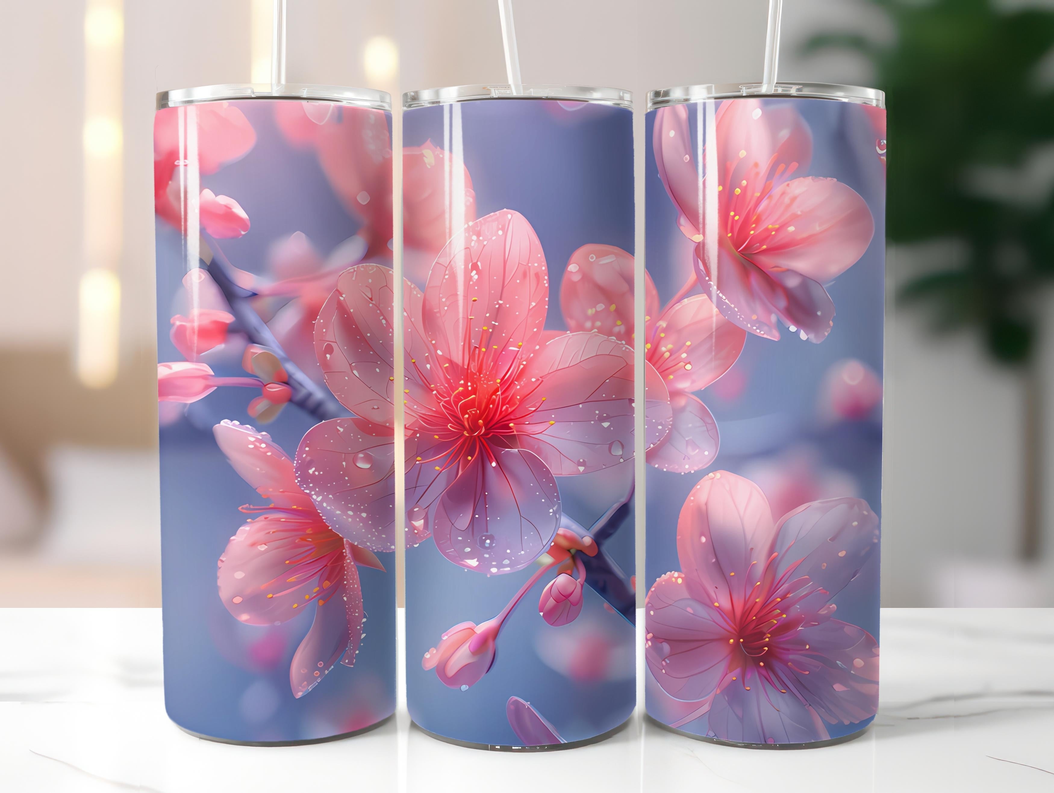 Cherry Blossoms Flowers Tumbler Wrap - CraftNest - Digital Crafting and Art