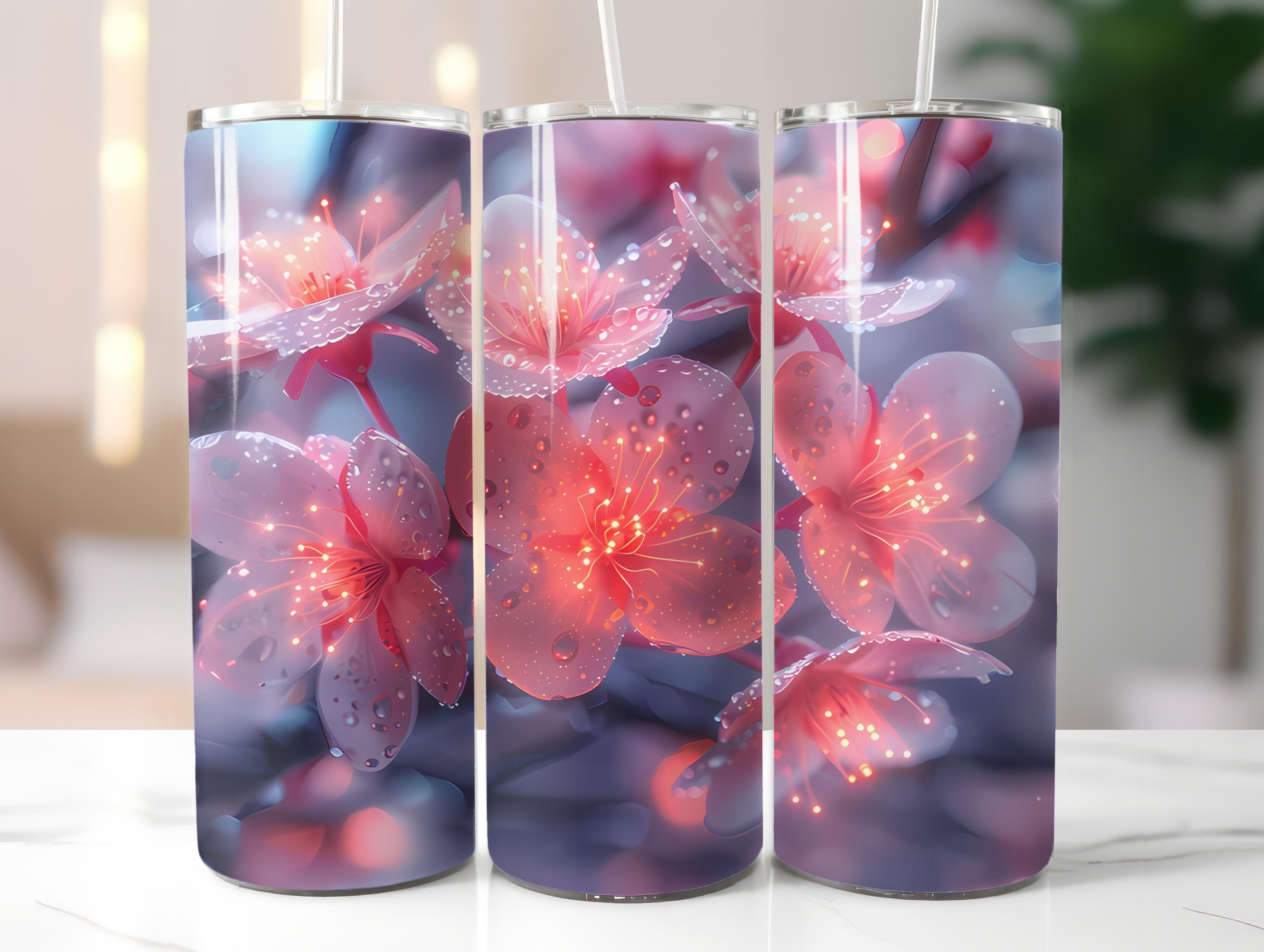 Cherry Blossoms Flowers Tumbler Wrap - CraftNest - Digital Crafting and Art