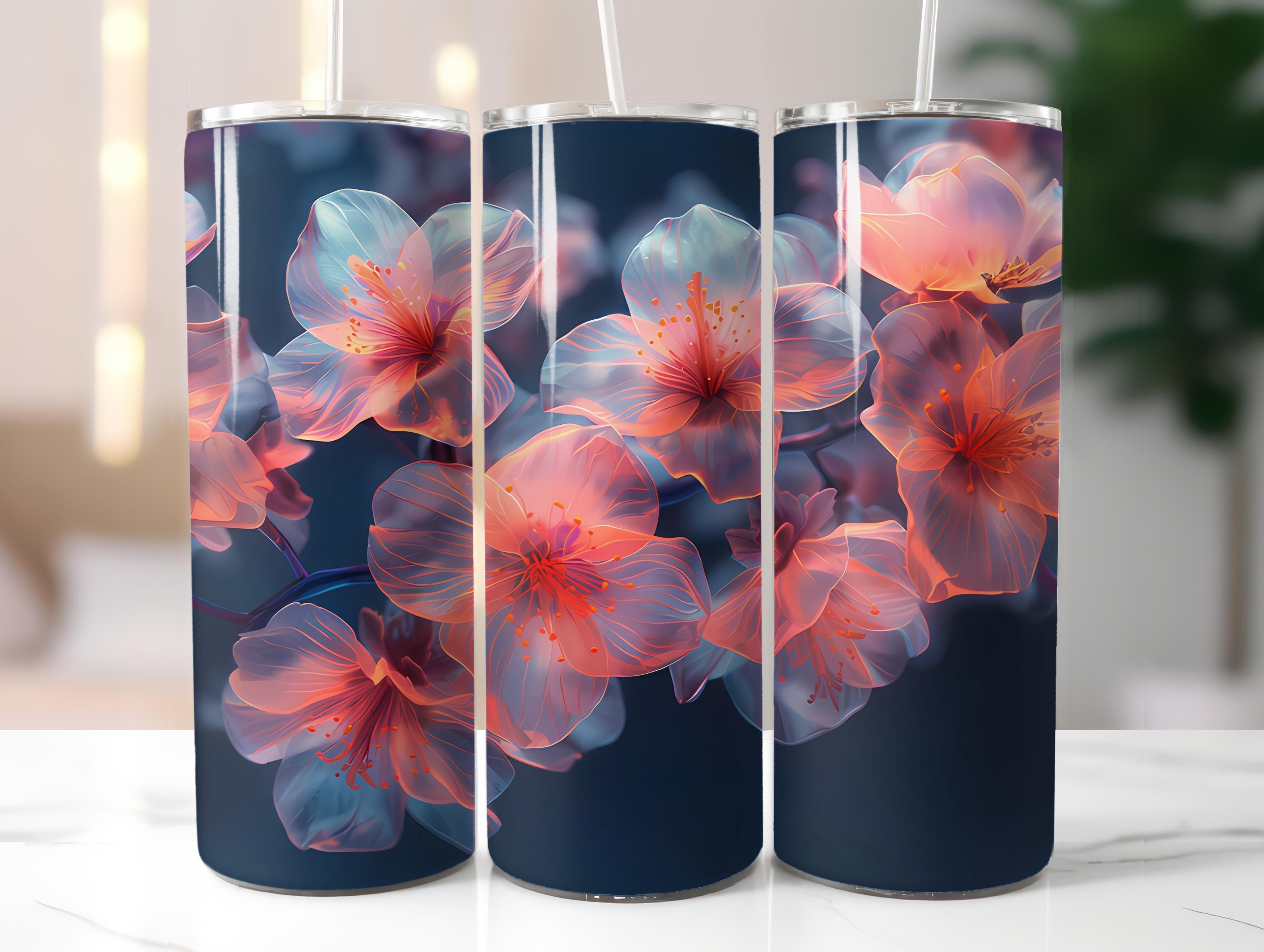 Cherry Blossoms Flowers Tumbler Wrap - CraftNest - Digital Crafting and Art