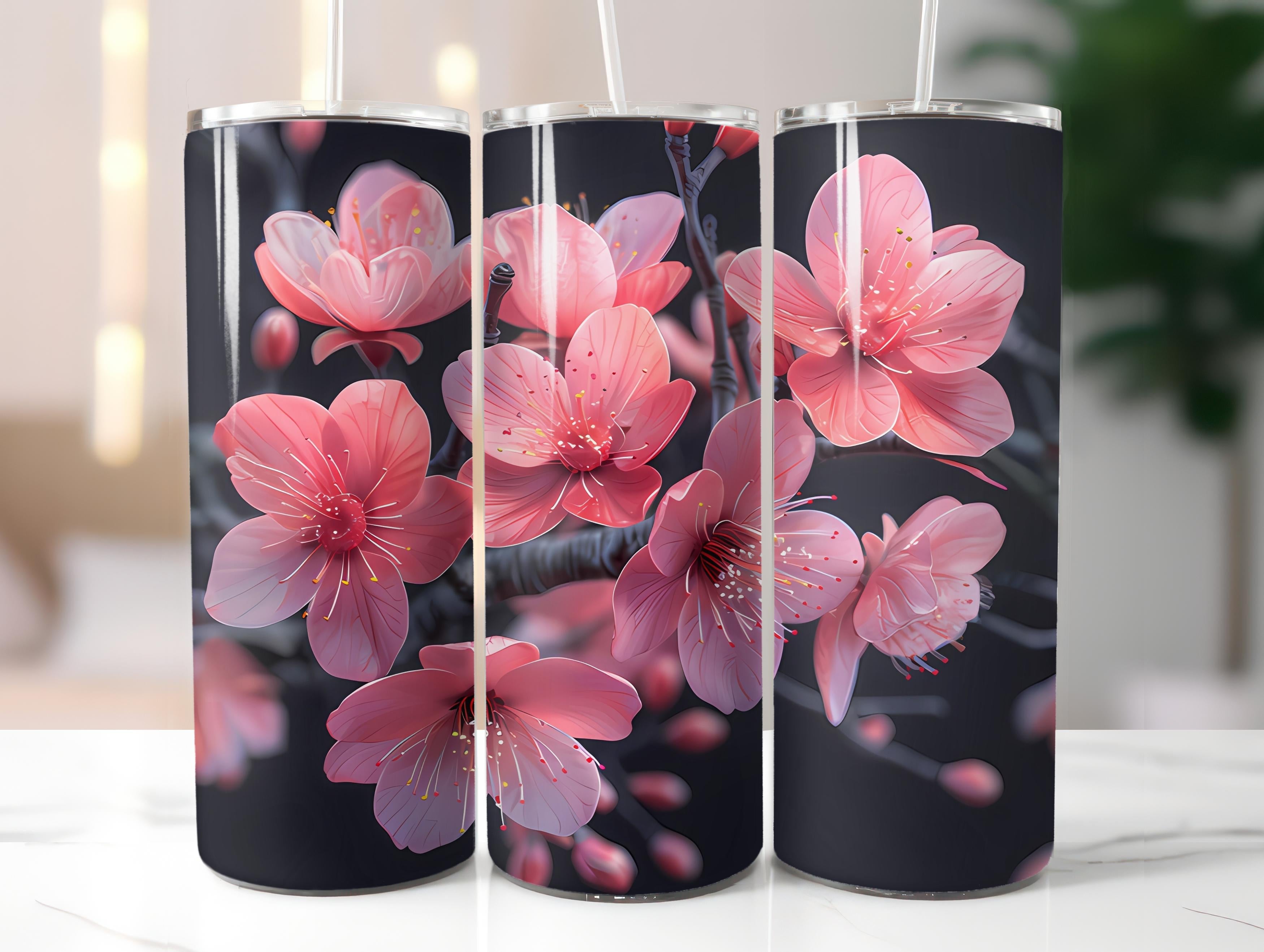 Cherry Blossoms Flowers Tumbler Wrap - CraftNest - Digital Crafting and Art